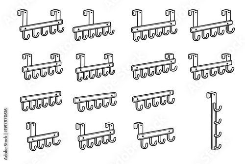 Clean over door closet form vertical arms belt vector icon plate mounting