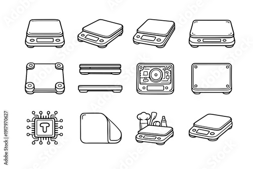 Vector measurement modern kitchen circuit corner module enclosure digital platform scale icon