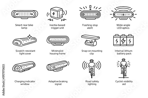 Brake visibility pack signal bike flashing frame rear vector adaptive light icon