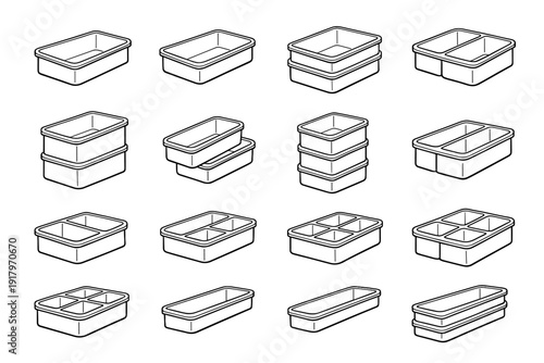 Solution form stackable icon vector plastic side clean storage bin rounded