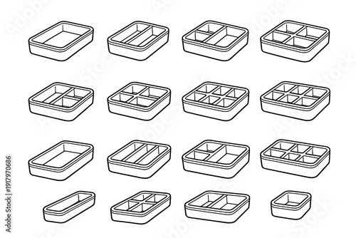 Organizer product vector flat shallow icon insert finish side drawer modern reinforced