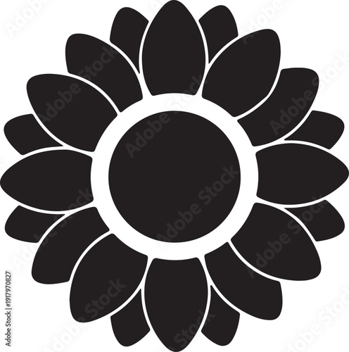 Sunflower Icon Vector Floral Symbol Silhouette.