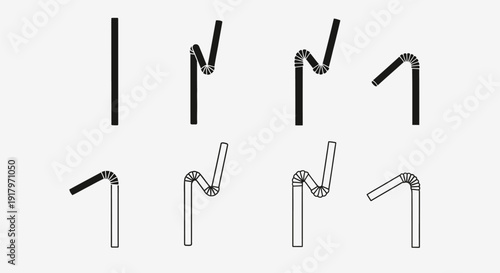 Set of black and white wire bent into various shapes and angles.