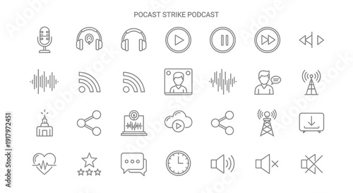 Podcast and Radio Broadcast Icons - Digital Communication