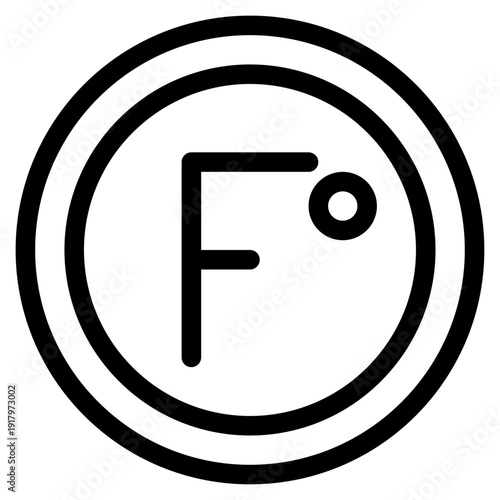 Fahrenheit Symbol Illustration: The Fahrenheit symbol, a minimalist illustration denoting temperature measurement, suitable for a range of educational and informative contexts.