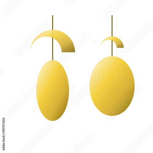 Two yellow oval shapes with umbrella-like structures on top against a white background.