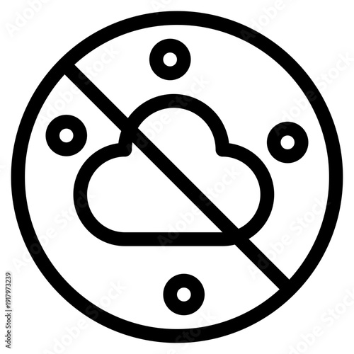 Cloud Prohibition Icon: A bold icon signifies a clear directive against cloud usage, its design crafted for clarity and impactful communication. 