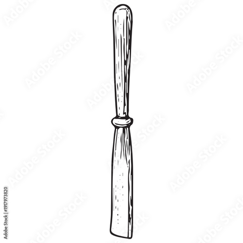 Antique Wood Chisel Tool Vintage Carpentry Carving Instrument Engraved Illustration
