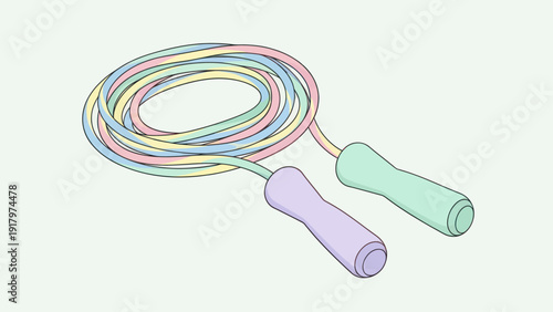 Colorful Jump Rope on a Light Green Background