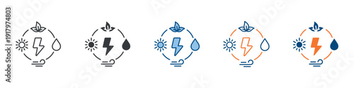 Renewable Energy Icon Set Multiple Style Collection