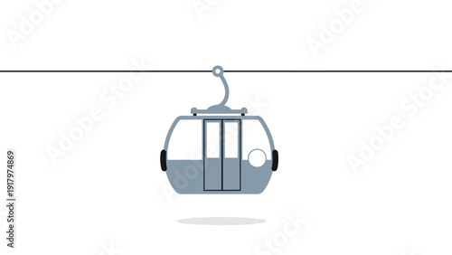 Flat illustration of a cable car traveling on a wire.
