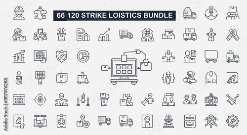 Comprehensive Logistics, Shipping and Supply Chain Outline Icons Set