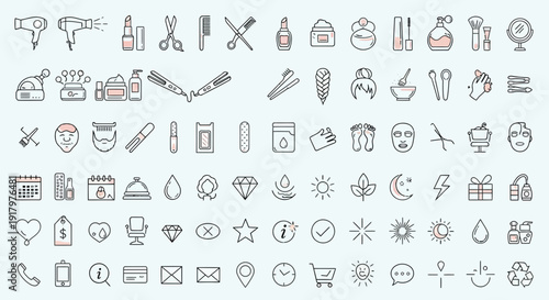Beauty, Personal Care & UI Line Icons Collection