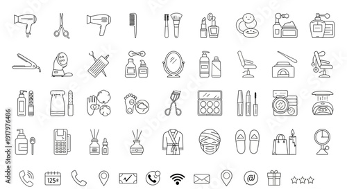 Comprehensive Beauty Salon, Spa & Personal Care Line Icons