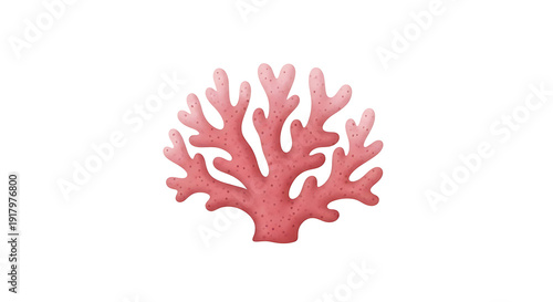 Vibrant red coral with intricate branches isolated on transparent background