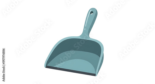 Modern turquoise plastic dustpan for cleaning holding dirt isolated on transparent background