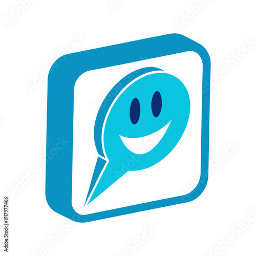 3D Isometric Happy Chat Bubble Icon