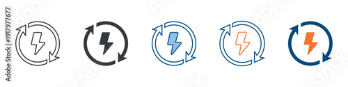 Energy Cycle Icon Set Multiple Style Collection
