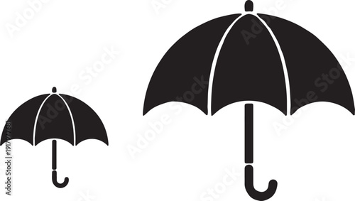 Umbrella Icon Set Black Protection Symbol Illustration.