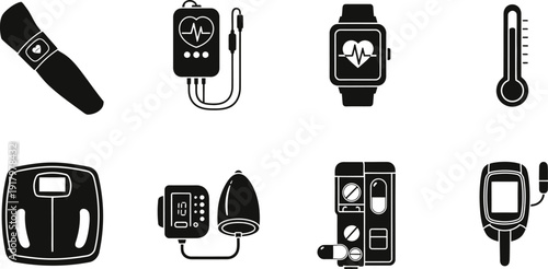 Icon collection of various smartwatches and wearable devices