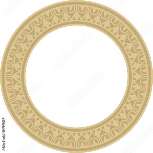 Classic Greek golden round ornament. Vector pattern, circle of ancient Hellenes. European border - ring.