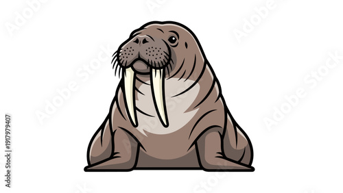 Friendly walrus cartoon character illustration on white background