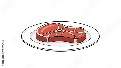 Raw steak on a white plate