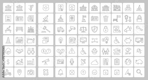Government and Public Service Linear Icon Set