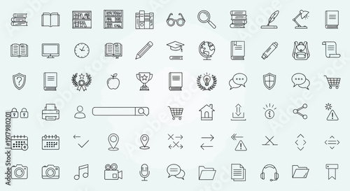 Educational and Interface Line Icons for Web Design and Apps
