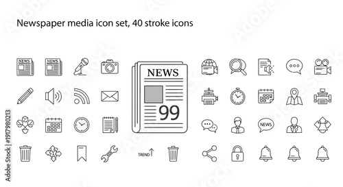 Newspaper Media and Communication Icon Collection for Journalists