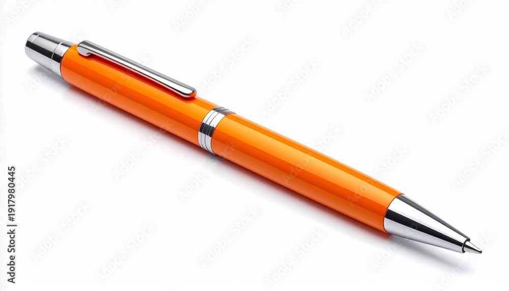 Fototapeta premium Sleek Orange Ballpoint Pen with Metallic Accents