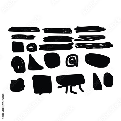 Black and white vector icon set of black hair accessories for web and design use