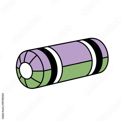 "A colorful bolster pillow designed for yoga practice, featuring calming shades of lavender and green, enhancing comfort and stability during poses, representing the concept of Yoga."