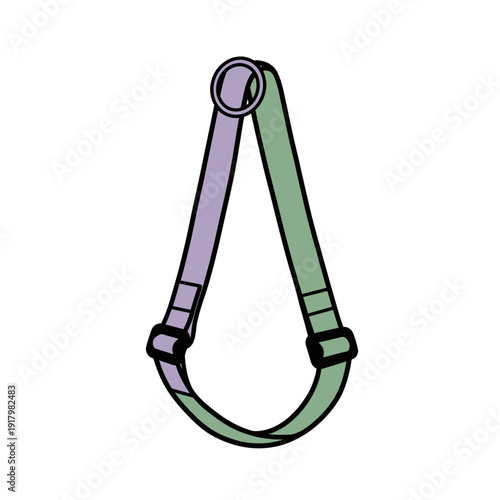 "A versatile yoga strap with D-ring buckle in soothing lavender and green tones, ideal for enhancing stretching and flexibility practices in yoga routines. Concept of Yoga."