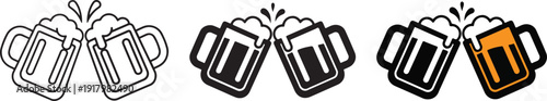 Beermugsiconsetwithdifferentcolorsandstyles