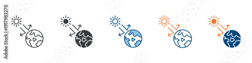 Greenhouse Effect Icon Set Multiple Style Collection