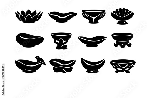 Object accessory icon vector piece bowl interior decorative tray key balance expressive