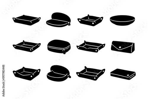 Bowl catchall outline portable minimal icon storage tray vector organizer solid key