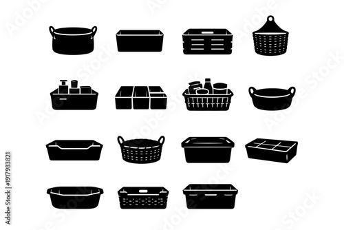Household container functional storage generation image stacking goods crate simple icon vector