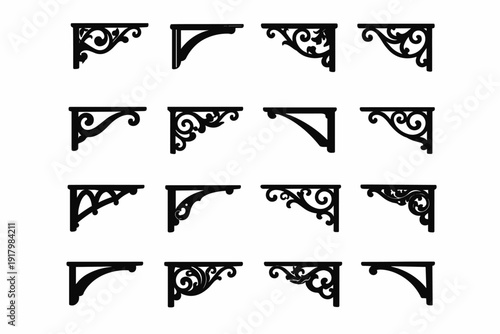 Ornamental icon piece hardware elegant image generation silhouette simple accent fitting vector