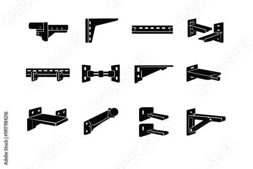 Adjustable icon hardware mounting rail installation vector simple image utility arm generation