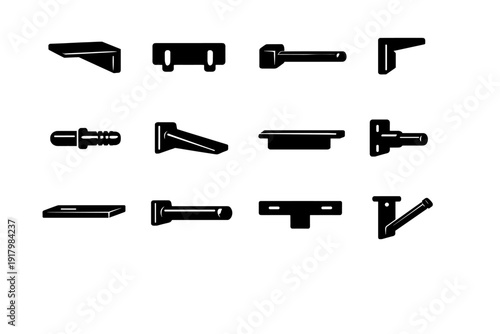 Vector system furniture simple component mounting icon solution image hidden generation support
