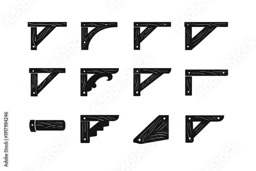 Furniture mounting vector aid household support shelf icon silhouette icons interior