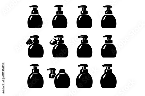 Simple vector soap refillable silhouette object icon clean product bottle image hygiene
