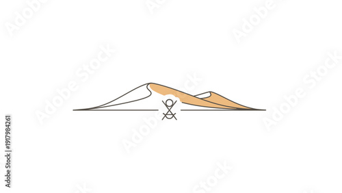 Minimalist icon of a person standing in the desert with sand dunes.