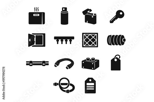 Intake vector mounting service wall rail commissioning image system simple generation icon