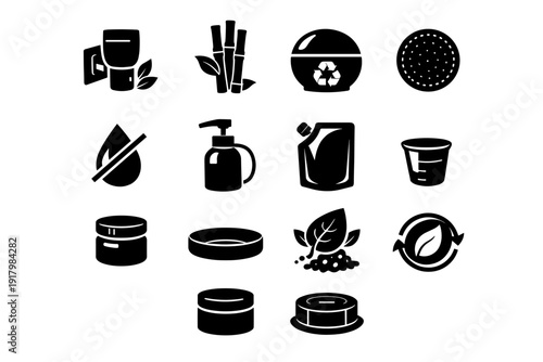 Eco vector wall bulk pouch measuring refill seal plastic icon diffuser