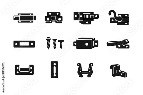 Lever generation keeper icon cabinet latch hook plate catch simple image vector