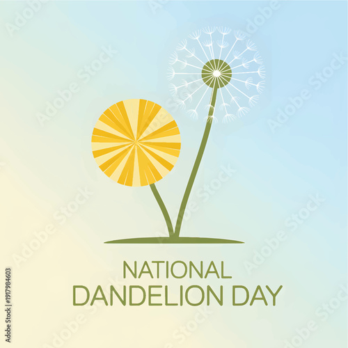 National Dandelion Day with yellow and white dandelions flower yellow flower white flower