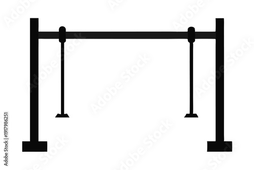 pull up bar line art silhouette vector illustration